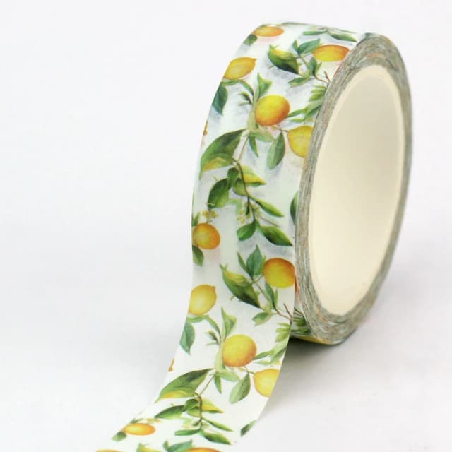 Cinta Washi de fruta con hojas y limón amarillo, decoración de 10M, para álbum de recortes, cinta adhesiva, diario, papelería bonita, 1 ud.