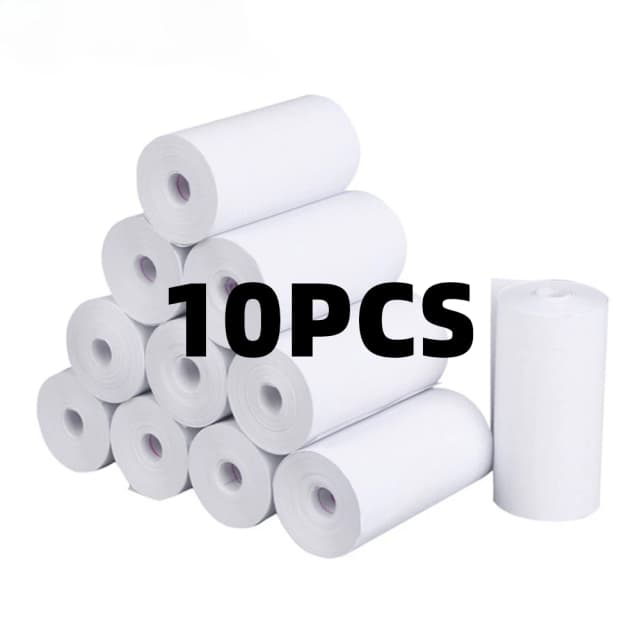 10 rollos de papel térmico de 57x25 MM, cámara blanca para niños, impresión instantánea, piezas de accesorios de repuesto de papel de impresión para cámara de niños