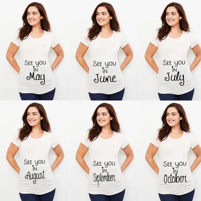 Camiseta con anuncio estampado See You In May para embarazadas, camiseta de manga corta de maternidad, camiseta para embarazo, camisetas para nueva mamá, ropa, Tops