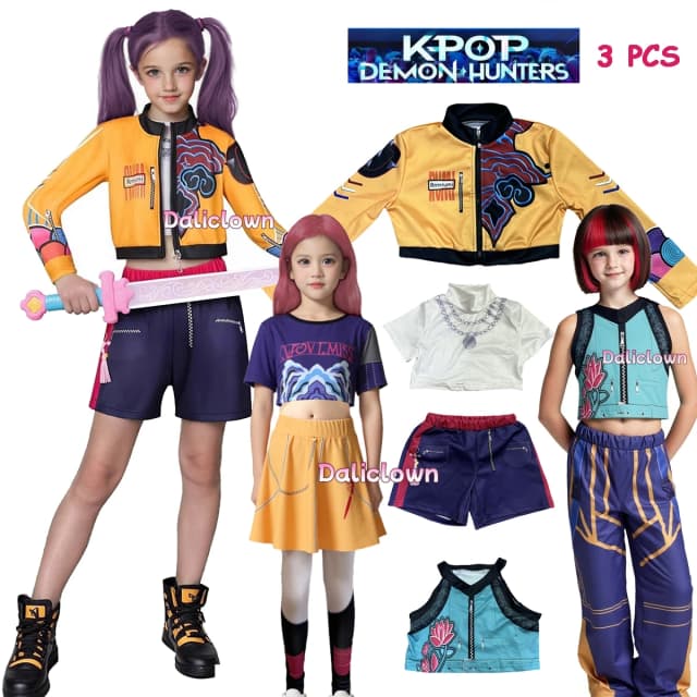 Disfraz de Huntrix KDPop KPDH Mira Zoey Rumi, disfraz de Cosplay para niños y niñas, vestido de fiesta de cumpleaños, uniforme de Anime, disfraz de Halloween