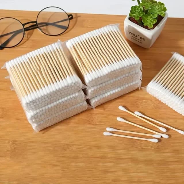 2000/1000pcs cotonetes de madeira de duas cabeças sem perfume para remoção de maquiagem e limpeza de ouvido.