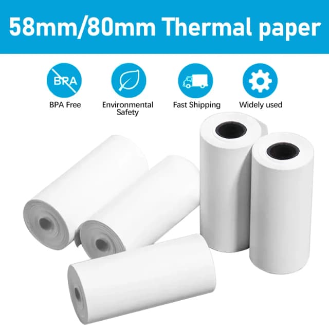 Rollo de papel térmico de 58mm/80mm para impresión comercial, rollos de papel de 80mm x 30mm para impresora de recibos, almohadilla, impresora POS, papel de caja registradora