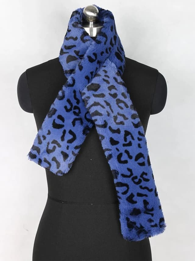 Lautaro-estola de piel sintética con estampado de leopardo para mujer, chal suave y cálido para Otoño e Invierno