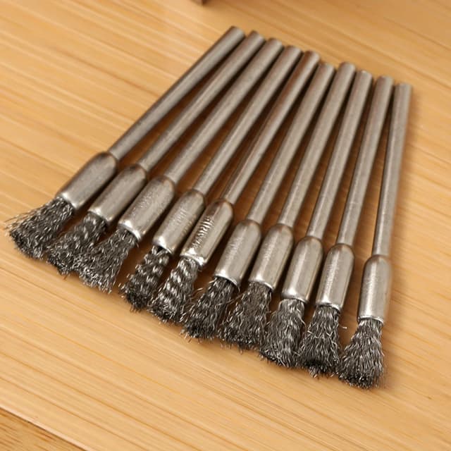 10 cepillos de alambre de acero inoxidable con mango de 3,17 mm - ideales para herramientas giratorias, ideales para limpieza, eliminación de óxido y lijado.
