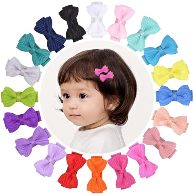 Mini Lazos para el Cabello de 1.2 Pulgadas en Colores Sólidos con Clip para Niñas, Lazos de Seguridad Cubiertos de Cinta, Accesorios para el Cabello