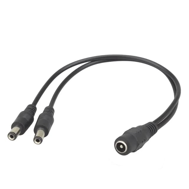 Cable divisor de alimentación para cámara de seguridad CCTV, accesorios de DVR, tira de luz LED, DC 1 hembra a 2 macho, 2,1x5,5mm