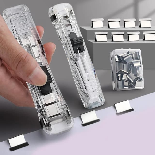 Clip de empuje de Metal reutilizable, removedor de grapas, fijación de papel, grapadora organizadora, abrazadera de empuje, archivo de encuadernación de papel, papelería de oficina