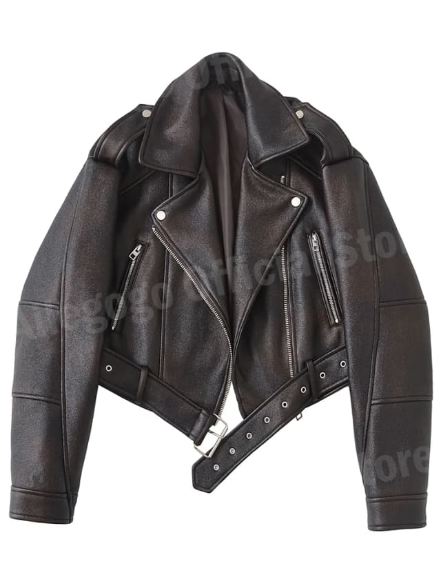 Ailegogo, chaqueta Vintage holgada de piel sintética suave para mujer, abrigo con cinturón y cremallera para primavera y otoño, prendas de vestir Retro para motociclista