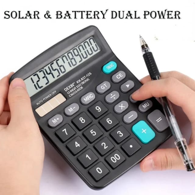 Calculadora con pantalla LCD grande de 12 dígitos Calculadora de función estándar con energía dual solar y batería para oficina de escritorio básica en el hogar