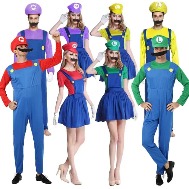 Disfraz de Cosplay de los Hermanos Luigi de Game Bros, Divertido Disfraz de Anime para Adultos, Mono para Hombre, Vestido para Mujer, Disfraz de Halloween