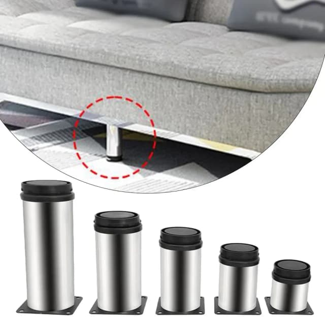 Mejore la estabilidad de sus muebles con patas ajustables de acero inoxidable, fijación segura y capacidad de carga máxima de 300 kg.
