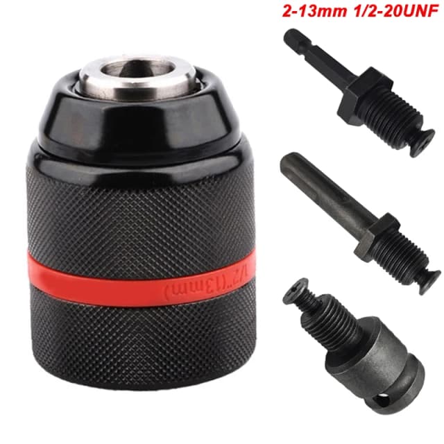4 unids/set, portabrocas sin llave de Metal roscado de 2mm ~ 13mm, cambio rápido 1/2-20UNF, vástago de conversión (Adaptador hexagonal/SDS-Plus/cuadrado de enchufe)