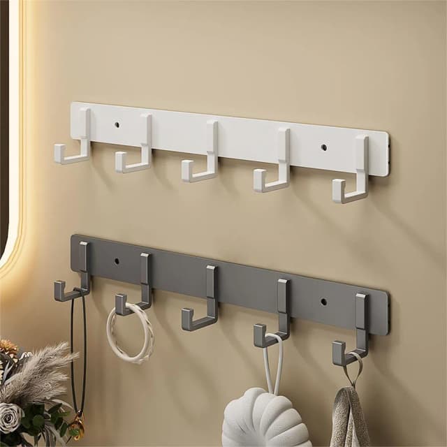 Perchero de pared para el hogar, ganchos negros para colgar ropa, colgador de toallas, gancho para bata de baño, accesorios de cocina de alta resistencia