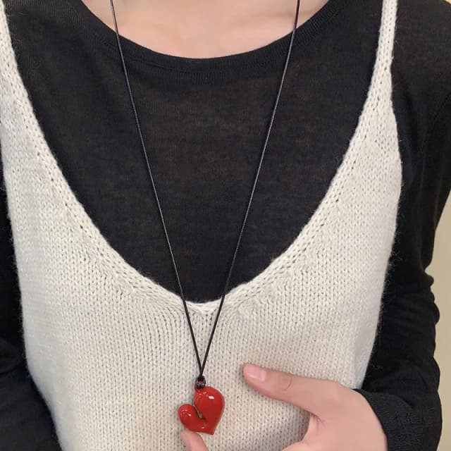 Collar con colgante de corazón, accesorio de cadena de suéter extraíble ajustable, nuevo