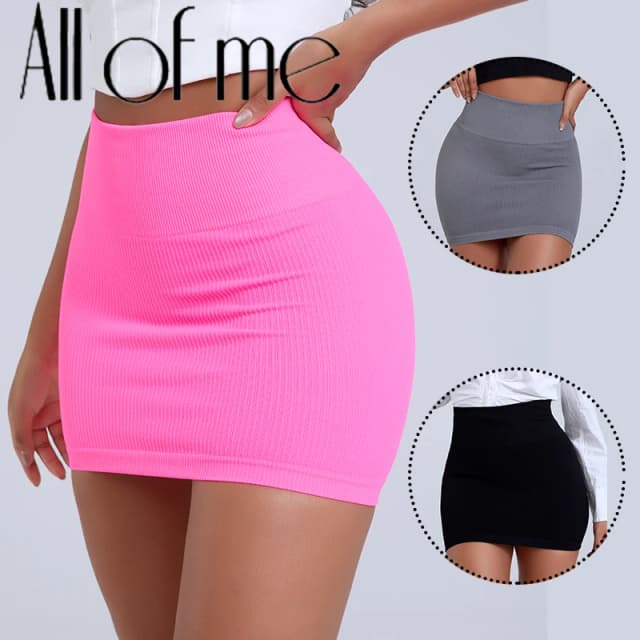 1 Uds. Primavera novedad de verano, minifalda elástica de cintura alta para mujer de negocios, falda negra adelgazante de punto de medio cuerpo, trabajo profesional
