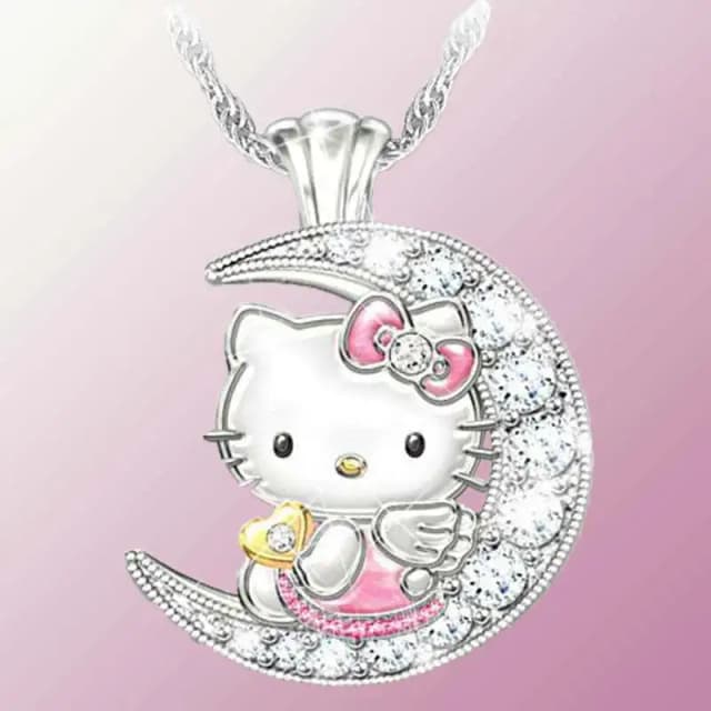 Nuevo Sanrio Hello Kitty Anime aleación lindo Kawaii creativo Luna estilo gatito collar dibujos animados Simple niños colgante regalo de vacaciones