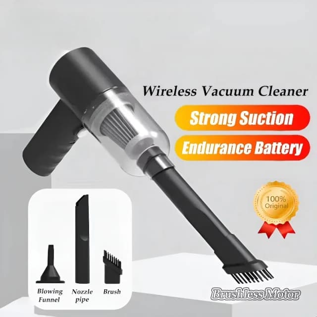 Aspirador de coche inalámbrico de 9000Pa, dispositivo de limpieza portátil con carga USB de 1200mAh, Mini aspirador húmedo y seco para el hogar