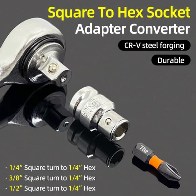 1/4 "3/8" 1/2 "unidad cuadrada a 1/4 "convertidor adaptador de enchufe de vástago hexagonal soporte de brocas de cambio rápido accesorios de herramientas manuales de reparación