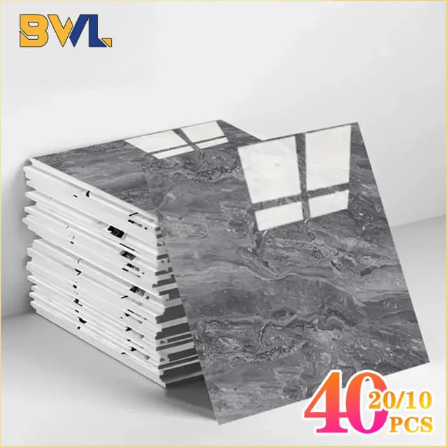 Pegatinas autoadhesivas de estilo mármol para suelo, alfombrillas de PVC gruesas y resistentes al desgaste para uso doméstico, fáciles de instalar, 10-40 Uds.