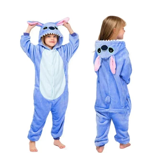 Pijama de Lilo & Stitch de Disney para niños, monos de Kigurumi de felpa de dibujos animados, ropa cálida de invierno para niños y niñas, regalos de navidad