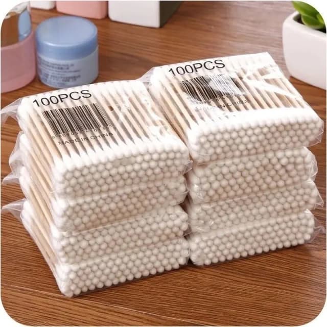 Double Head Wood Cotton Cotonete para Mulheres, Nose Ears Cleaning, Ferramentas de Maquiagem, Batom Cotton Buds, Tip Sticks, 500Pcs