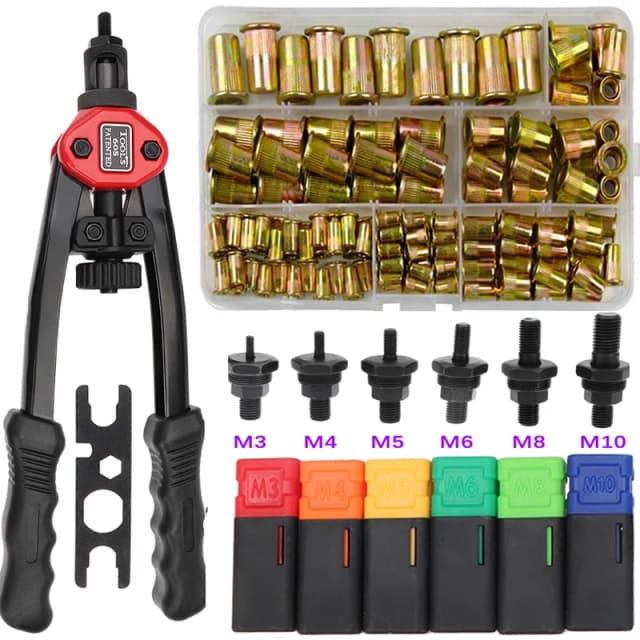 150 Uds. Pistola de tuerca remachadora de cabeza plana BT605 juego de tuercas de remache de mano pesada ciega herramienta remachadora Manual herramientas de mano DIY M3/4/5/6/8/10