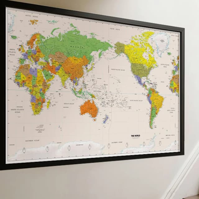 Mapa Ścienna, Poliester, Mapa Świata Bez Flag Narodowych, Plakat Edukacyjny Bez Ramy, Dekoracja Ścienna, Artykuły Podróżnicze/Przyrząd do Nauki