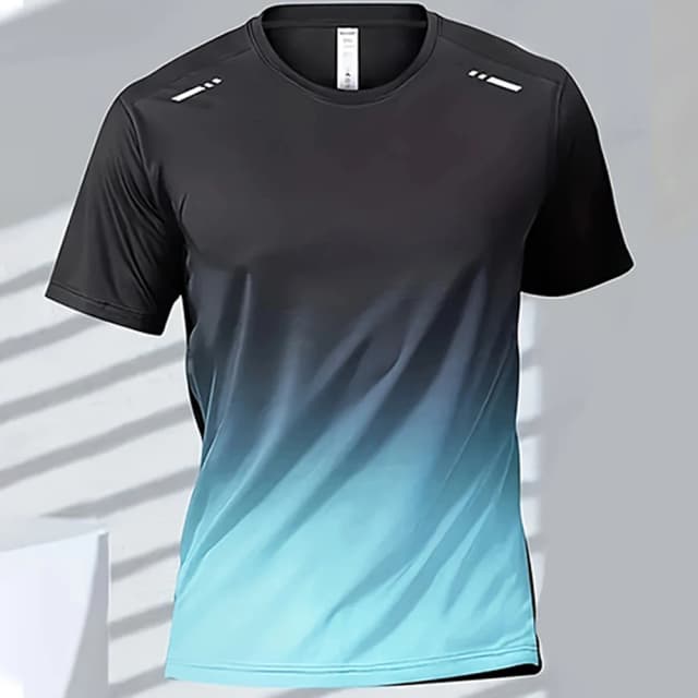 Camisetas deportivas para hombre, ropa deportiva para Fitness, camisetas de manga corta con gradiente de secado rápido, entrenamiento de baloncesto al aire libre, ropa para correr para hombre