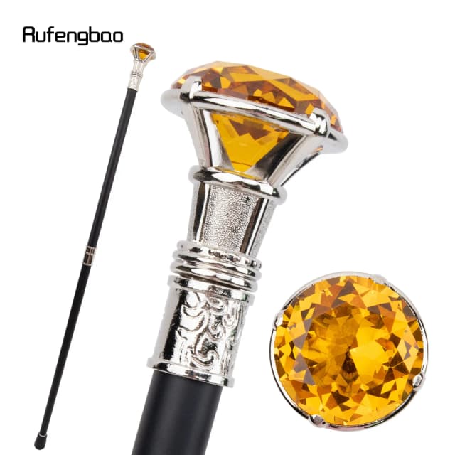 Bastón para caminar blanco tipo diamante naranja, bastón decorativo a la moda para caballero, bastón elegante para Cosplay, bastón con perilla, 93cm