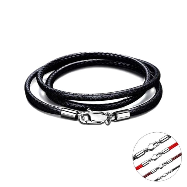40-65cm 1-3mm impermeable trenzado collar de cuero cordón encerado cuerda de acero inoxidable langosta cierre conector cadena para hombres y mujeres