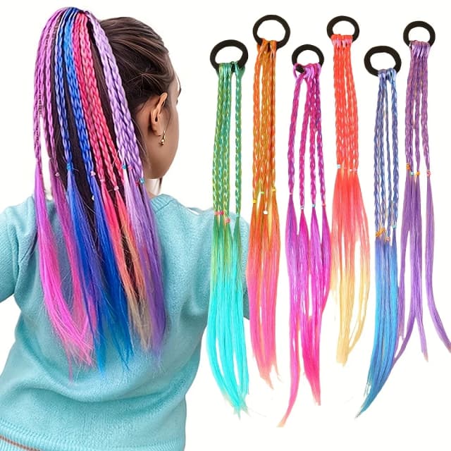 6 piezas de lazos para el cabello trenzados de peluca dulce de estilo bohemio multicolor adecuados para niñas
