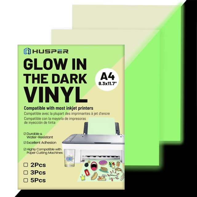 Papel adhesivo de vinilo imprimible que brilla en la oscuridad, tamaño A4, para impresoras de inyección de tinta, decoración del hogar, papel adhesivo impermeable DIY