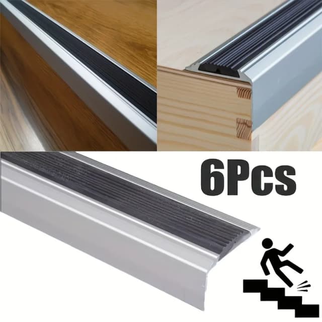 6 uds peldaños de escalera de aluminio 90cm protectores de bordes antideslizantes en forma de L decoración de seguridad para escaleras de oficina en casa evita que se caen deslizan