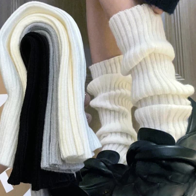 Calentadores de piernas de punto de 40-70cm para mujer, calcetines largos de lana para otoño e invierno, calentador de brazos Y2K, calcetines de ganchillo, puños para botas