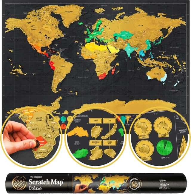 Scratch Map |   Mapa podróży i zdrapane mapy świata |   X-Large Scratching Off World Maps |   Black Gold Travel Deluxe