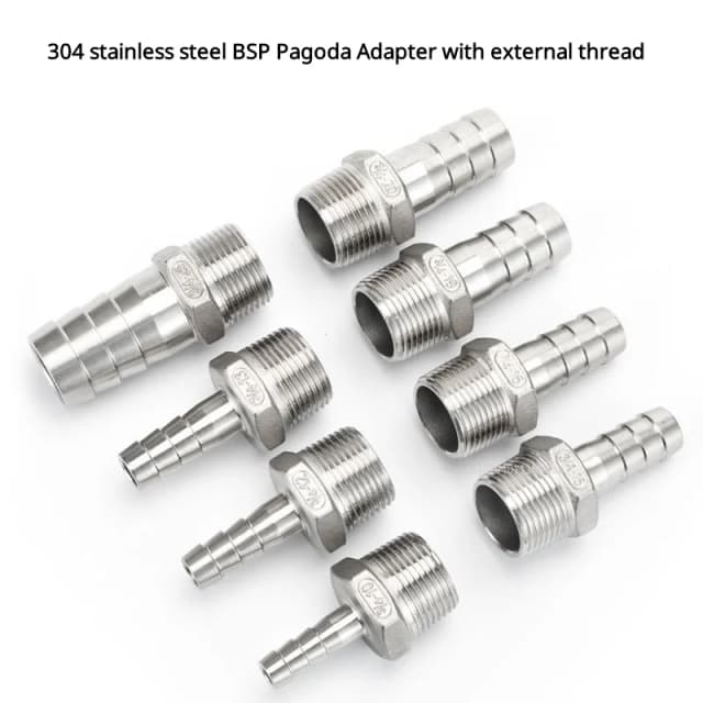6mm 8mm 10mm 12mm 1/2 "1/4" 3/8 "1/8" 304 Acero inoxidable BSP rosca macho instalación de tuberías manguera de púas conector de acoplamiento de junta de Pagoda