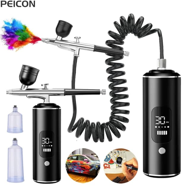Aerógrafo con compresor, aerógrafo portátil, Mini pistola pulverizadora para pintar, manualidades, compresor de aerógrafo, pistola pulverizadora de pintura