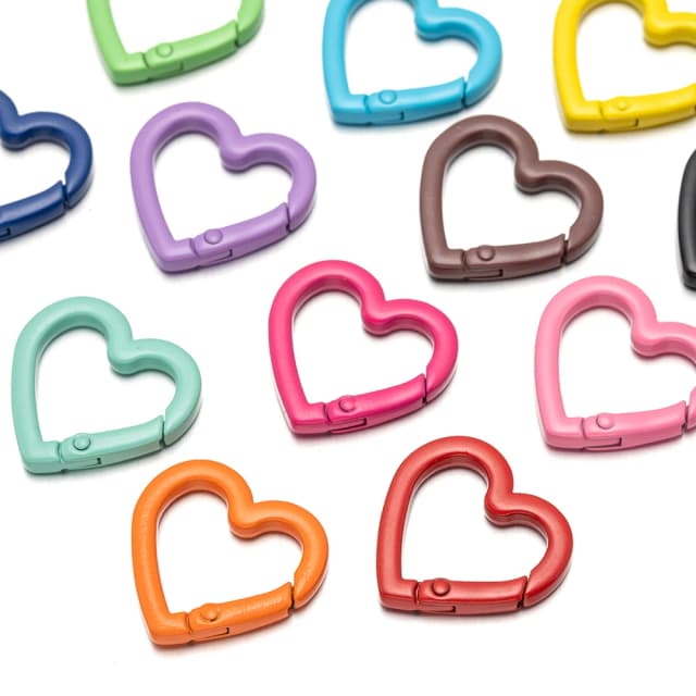 5 unidades de llavero de corazón de 21/25mm, Clip a presión, hebilla de resorte para joyería DIY, mosquetón, llavero, gancho de cadena, Material accesorio
