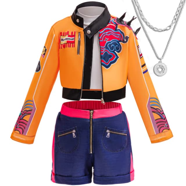 Coreia menina k--pop diabo pop cantor jaqueta trajes casaco superior shorts borla colar peruca perucas halloween cosplay conjunto