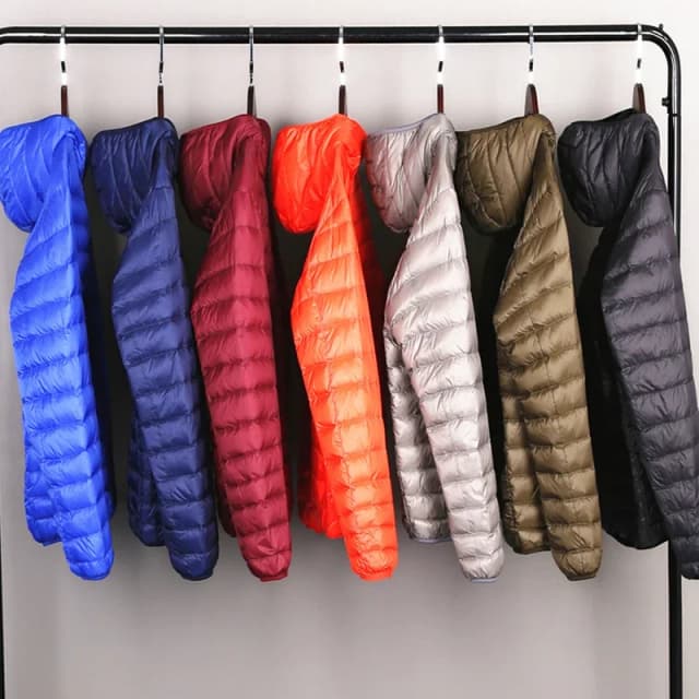 Chaqueta de plumón plegable ultraligera para todas las estaciones para hombre, abrigo transpirable resistente al agua y al viento, chaquetas con capucha de talla grande para hombre