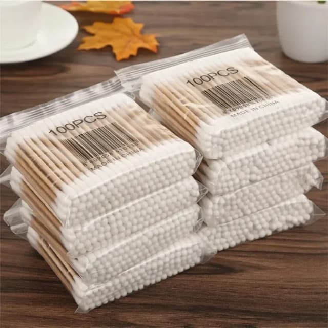 500 Uds hisopo de algodón de doble cabeza maquillaje de mujer punta de bastoncillos de algodón para palos de madera limpieza de nariz y oídos herramientas de cuidado de la salud