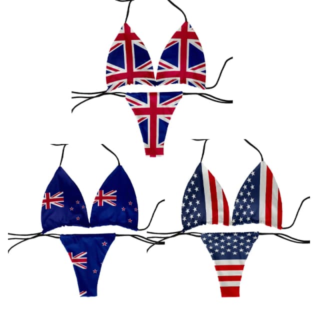 Traje de baño con estampado de bandera divertida para mujer, traje de baño de dos piezas para nadar en la playa, bikini para mujer, regalo de moda