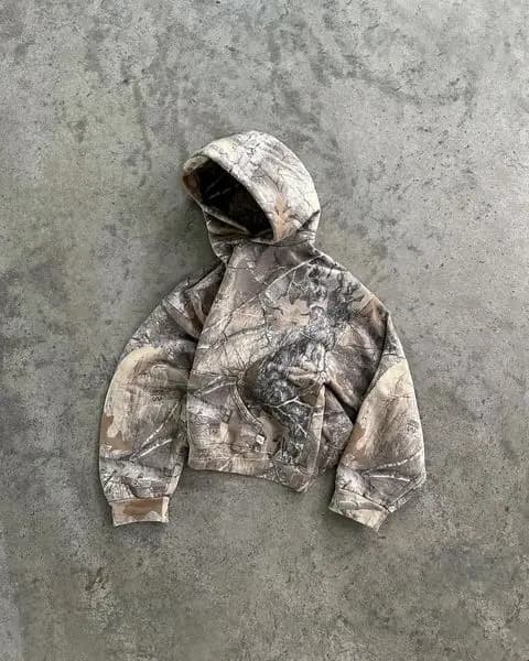 Nuevas sudaderas con capucha de camuflaje de gran tamaño de Hip Hop de calle alta Y2K Sudadera con capucha Retro para hombres estampado de camuflaje patrón pulóver sudaderas ropa de calle